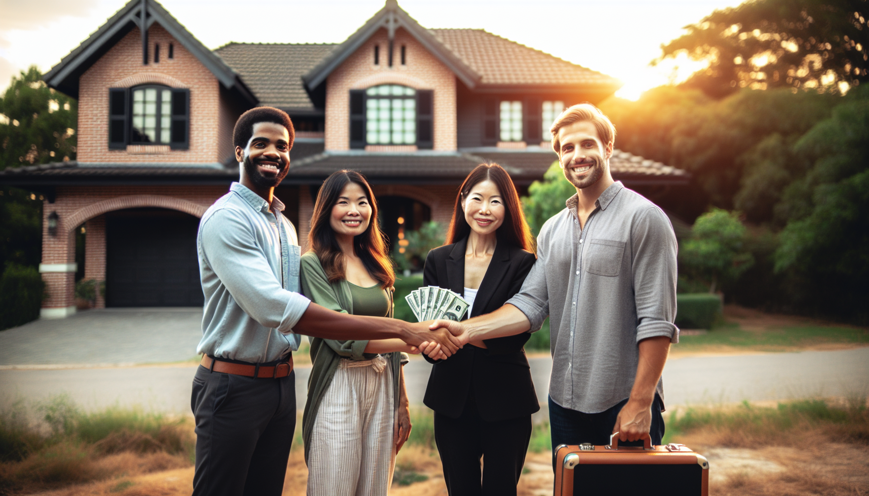 Cash home buyers shaking hands with a seller